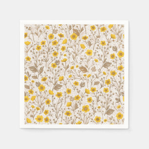 Buttercups, yellow and brown napkin
