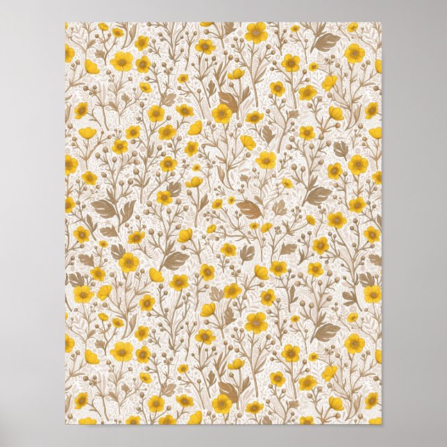 Buttercups, yellow and brown poster (Front)