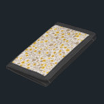 Buttercups, yellow and brown trifold wallet<br><div class="desc">Hand-painted pattern with foxes and buttercups</div>