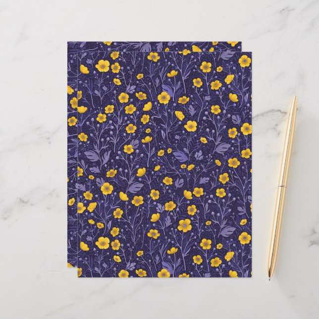 Buttercups, yellow and violet (Front/Back In Situ)