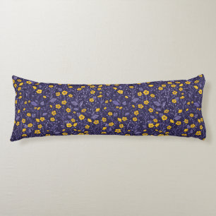 Buttercups, yellow and violet body cushion