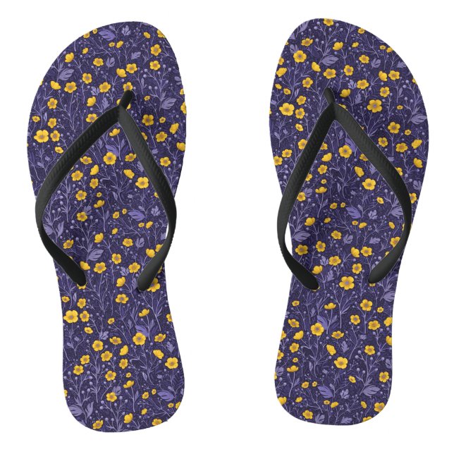 Buttercups, yellow and violet jandals (Footbed)