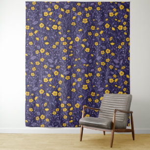 Buttercups, yellow and violet tapestry