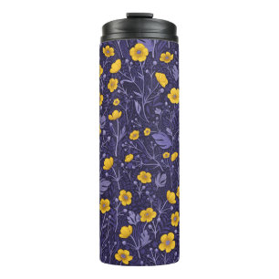 Buttercups, yellow and violet thermal tumbler