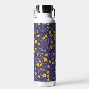 Buttercups, yellow and violet water bottle