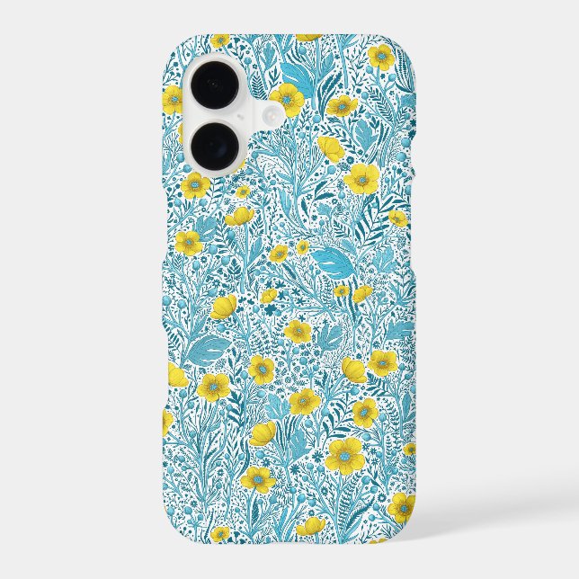 Buttercups, yellow, blue and white iPhone case (Back)