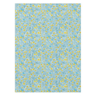 Buttercups, yellow, blue and white tablecloth