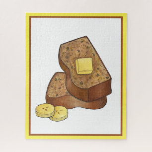 Buttered Banana Bread Loaf Slice Food Illustration Jigsaw Puzzle