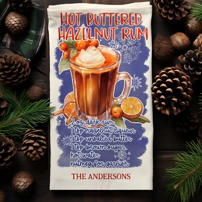 Buttered Hazelnut Rum Christmas Cocktail Recipe Tea Towel (Creator Uploaded)