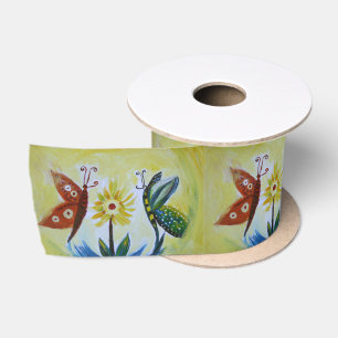 ButterfCustom 3 in Wide Satin Ribbon, 2 Yard Spool Ribbon