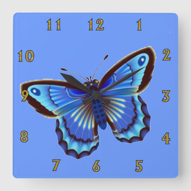 Butterfiy blue Wall Clock (Front)