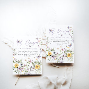 Butterflay Purple Floral Bridal Shower recipe Enclosure Card