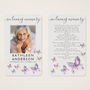 Butterfles Photo Funeral Memorial Prayer Card