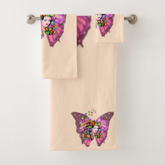 Butterflies 5 bath towel set (Insitu)