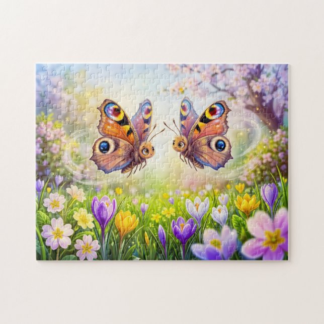 Butterflies Above Blooming Spring Meadow Jigsaw Puzzle (Horizontal)
