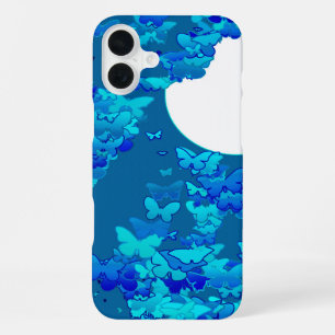 Butterflies against blue night sky, moonscape iPhone 16 plus case