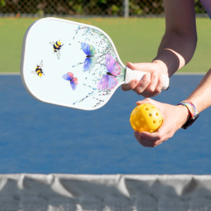 Butterflies and Bees Flying Pickleball Paddle