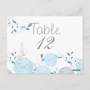 Butterflies and Blue Chrysanthemums Table Card