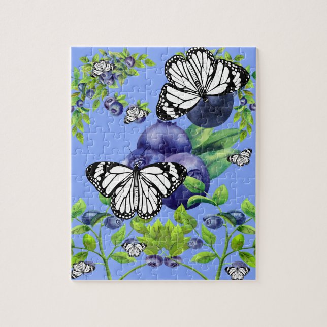 Butterflies and Blueberries Jigsaw Puzzle (Vertical)