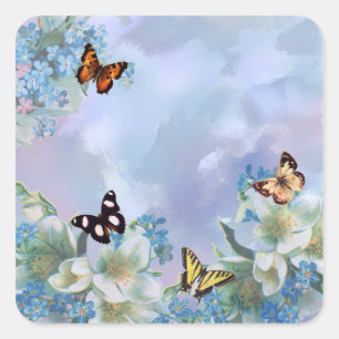 Butterflies and Blues Square Sticker