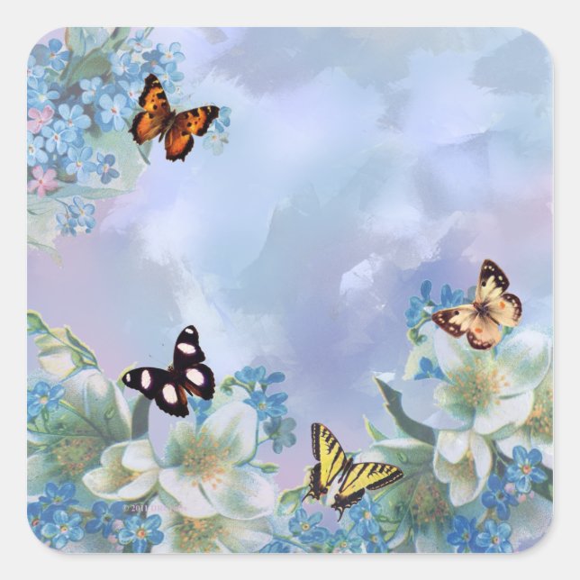 Butterflies and Blues Square Sticker (Front)