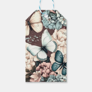 Butterflies and brown flowers gift tags