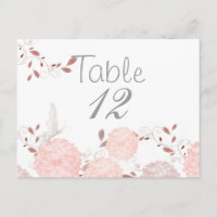 Butterflies and Coral Chrysanthemums Table Card