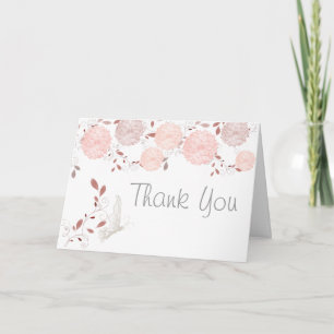 Butterflies and Coral Chrysanthemums Thank You Card
