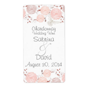 Butterflies and Coral Chrysanthemums Wedding Wine