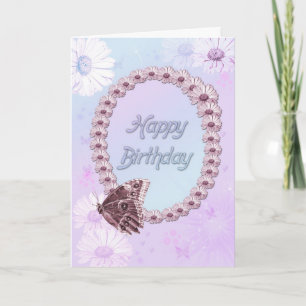 Butterflies and daisies Birthday card for a woman