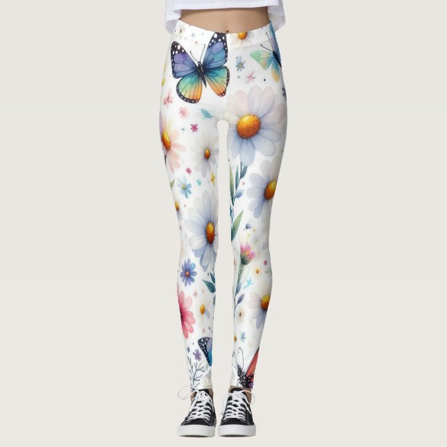 Butterflies and Daisies Leggings (Front)