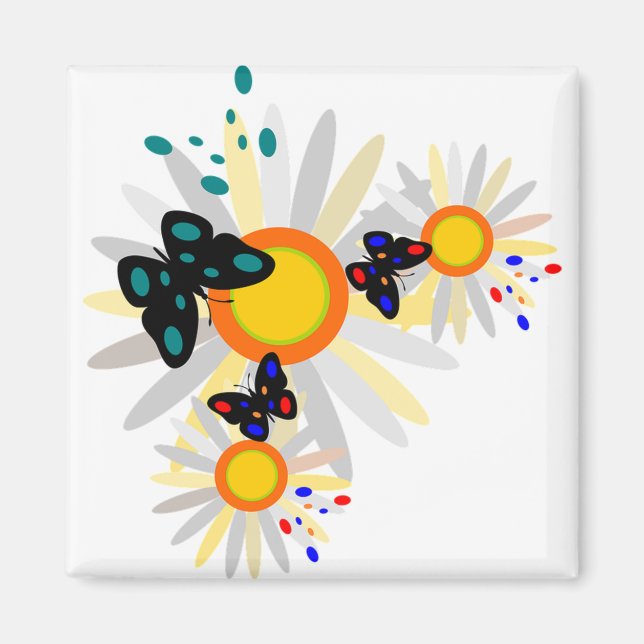 Butterflies and Daisies Magnet (Front)