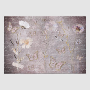 butterflies and dried flowers tissue paper