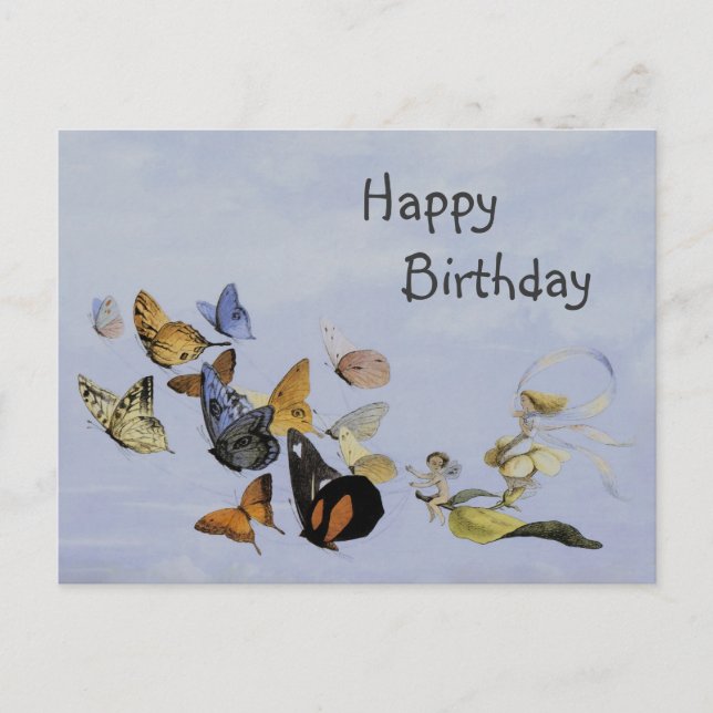 Butterflies and Fairies ~ Postcard / Birthday (Front)