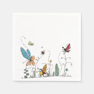 butterflies and fairies themed napkin