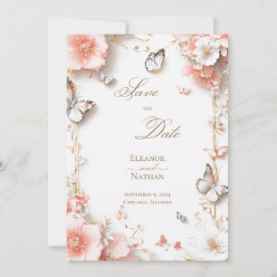 Butterflies and floral Save the date Invitation