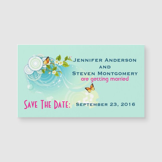 Butterflies and Flower Blossoms  Save The Date (Front)