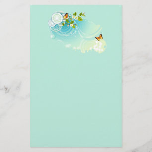 Butterflies and Flower Blossoms Stationery