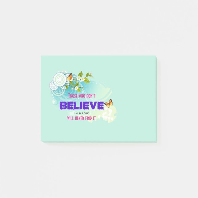 Butterflies and Flower Blossoms with Magic Quote Post-it Notes (Front)
