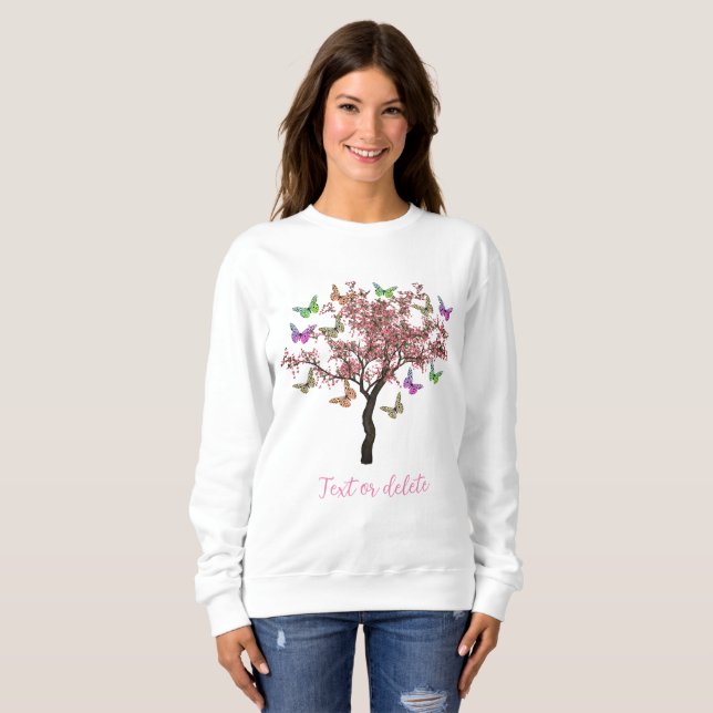 Butterflies And Flowering Tree Personalised  Sweatshirt (Front Full)
