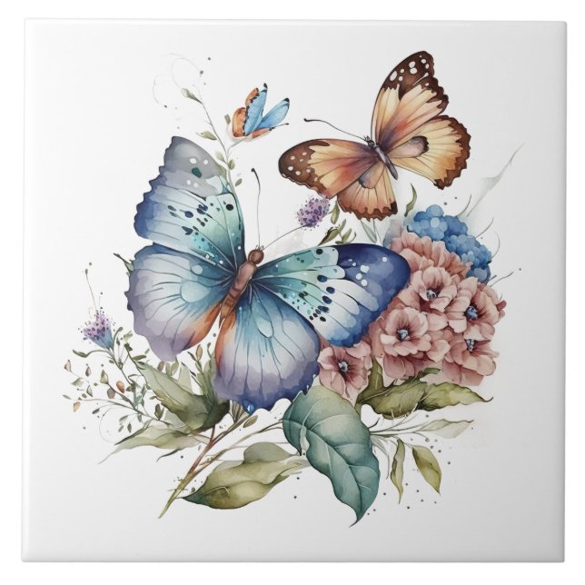 Butterflies and Flowers and Greenery  Tile (Front)