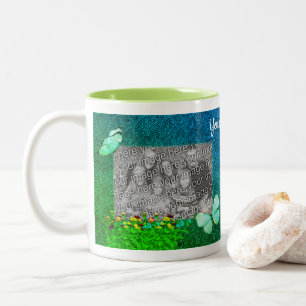 Butterflies And Flowers Art Personalised Photo Two-Tone Coffee Mug