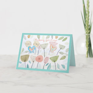 Butterflies and Flowers Birthday Card