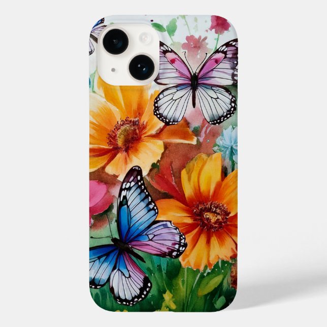 Butterflies and Flowers Case-Mate iPhone Case (Back)