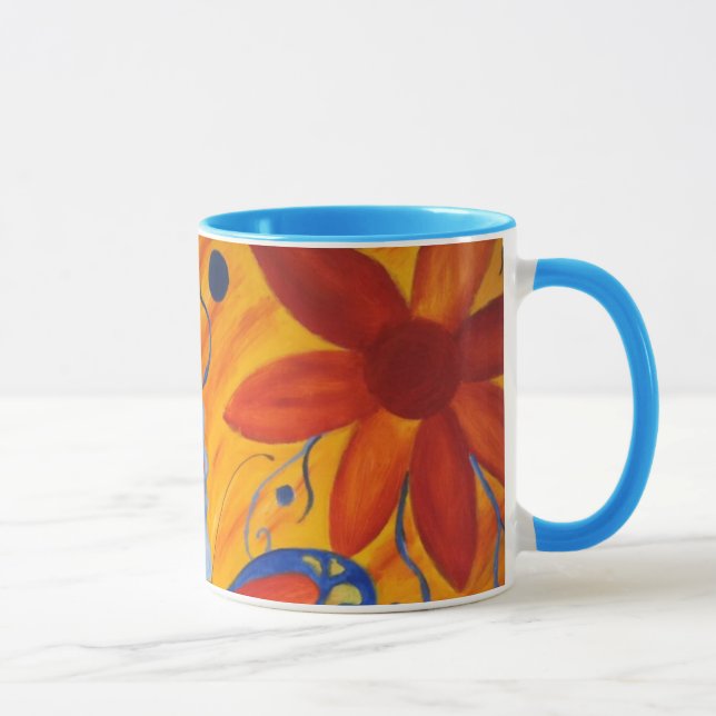 butterflies and flowers Ceramic Mug (Right)