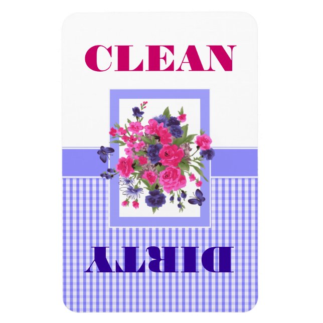 Butterflies and Flowers Clean or Dirty Dishwasher Magnet (Vertical)