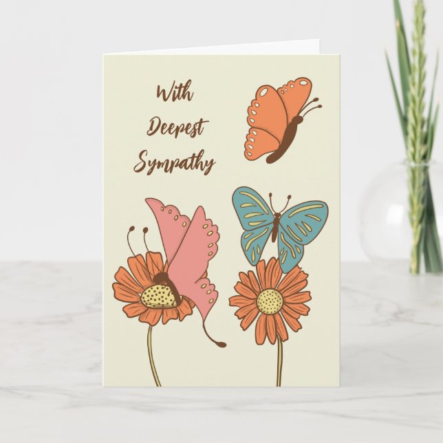 Butterflies and Flowers Cottagecore Sympathy Card (Front)