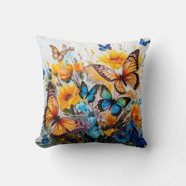 Butterflies and Flowers Cushion (Front)