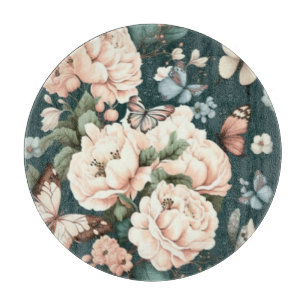 Butterflies and flowers cutting board