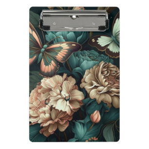 Butterflies and flowers dark classic design mini clipboard